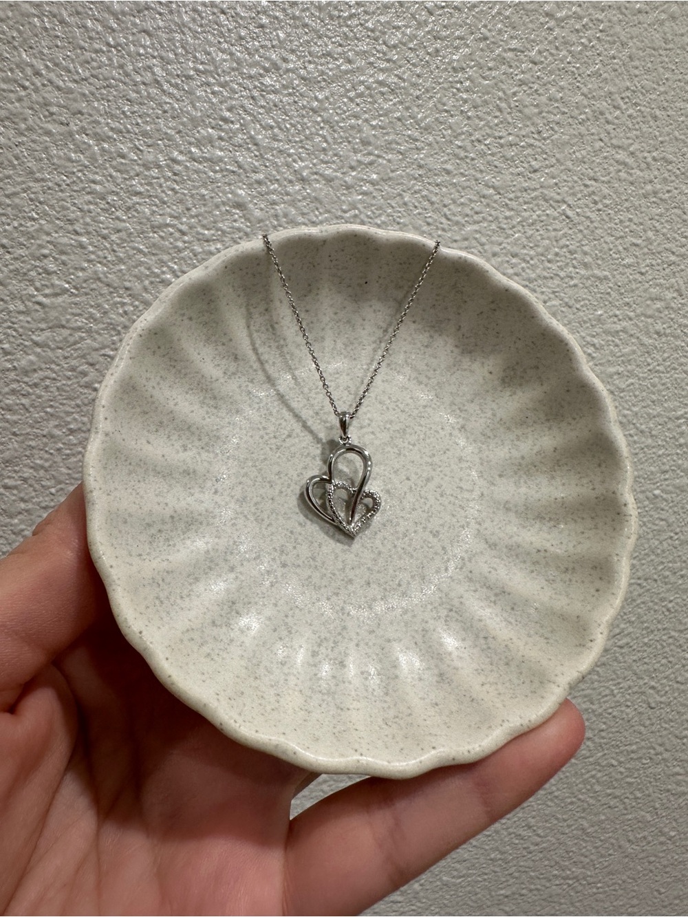 Double Heart Pendant Necklace in Silver - Timeless Elegance